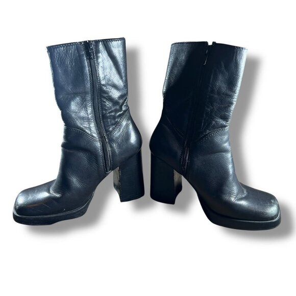 Vintage Candie’s Black Platform Chunky Heel Boots - Picture 3 of 6